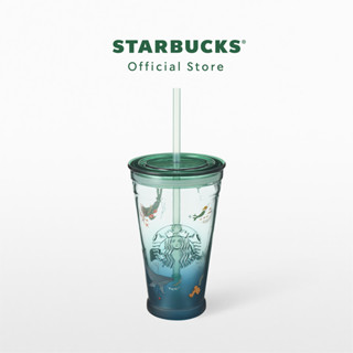 Starbucks Regrinded Glass Siren And Animal Friends Cold Cup 16oz. ทัมเบลอร์สตาร์บัคส์แก้วรีไซเคิล ขนาด 16ออนซ์ A11145315