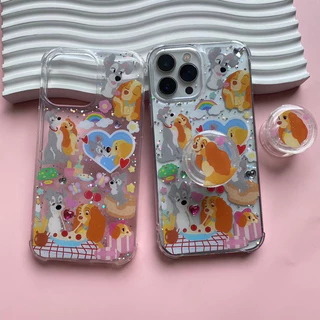 เคสลาย Lady and The Tramp 🍝น้องหมา จุ๊ปกัน 😘น่ารัก เคลือบกลิตเตอร์ (เฉพาะเคส ไม่รวม Griptox )