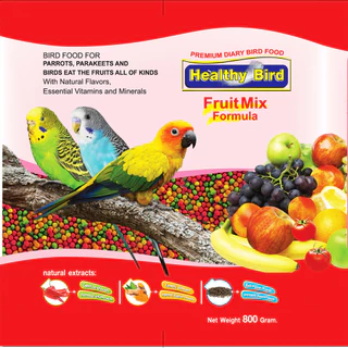 อาหารนกสำเร็จรูป Healthy Bird (นกกรงหักจุก,หงส์หยก,เลิฟเบิร์ด,นกแก้ว) ขนาด 800 กรัม จำนวน 1 กระปุก