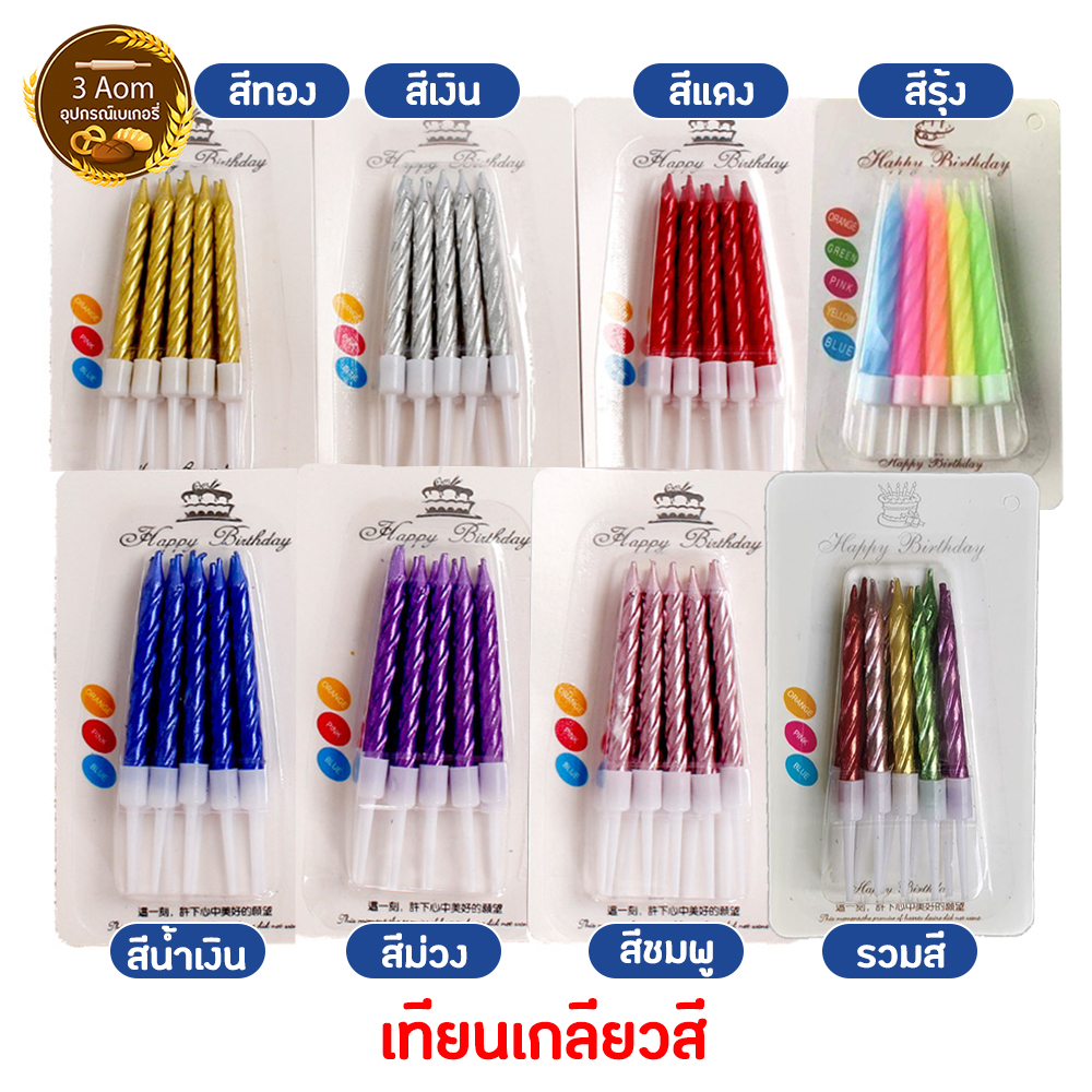 (ขายส่ง) เทียนวันเกิด เทียนปักเค้ก แบบเกลียว