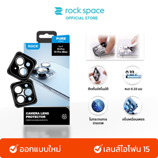 ROCK iPhone 15 Pro Max/15 Pro/15 แหวนกันรอยเลนส์กล้อง HD กันรอยเลนส์กล้อง Camera Lens มีเครื่องมือติดตั้งอัตโนมัติ