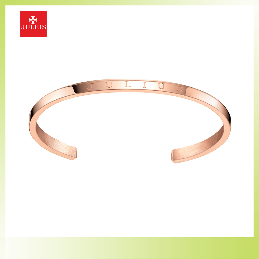 JULIUS กำไลข้อมือผู้หญิง รุ่น JSB-078 B (ไซต์เล็ก) สแตนเลสแท้ สีโรสโกลด์  สลักโลโก้จูเลียสหรูหรา แบรนด์เกาหลีแท้ 100%