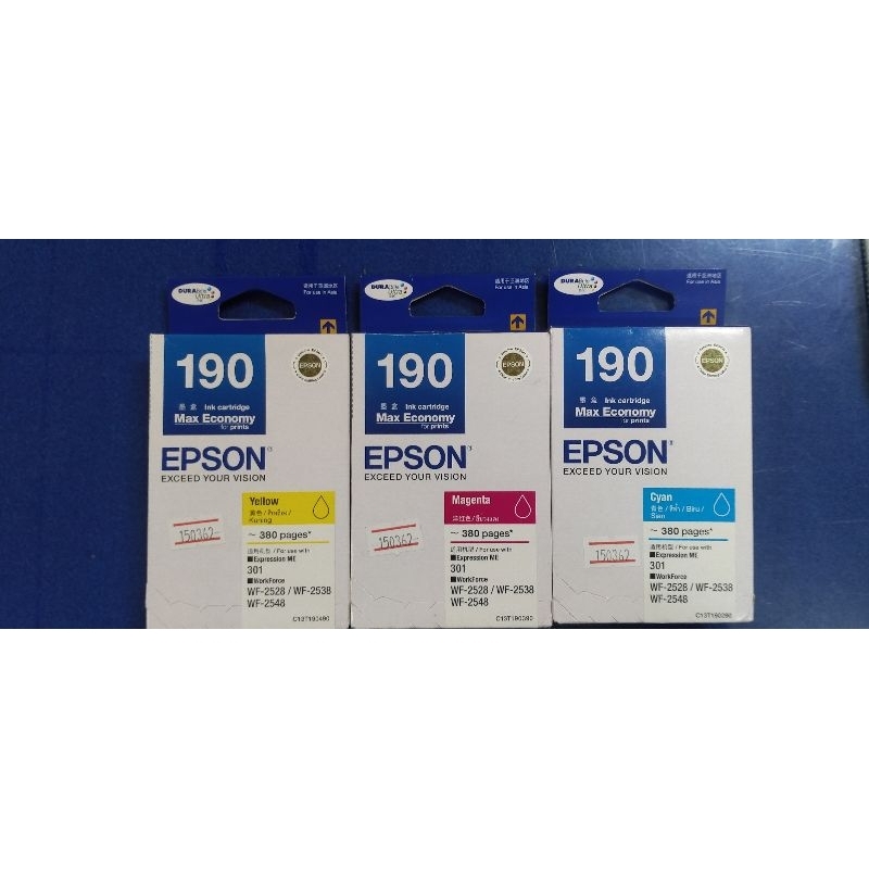 หมึก EPSON 190 (C M Y) ของแท้ ไม่มีสีดำ