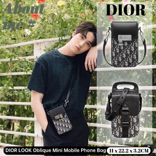 👜 ดิออร์ Dior LOOK Oblique Mini Mobile Phone Bag Saddle Bag 👜กระเป๋าสะพายข้างผู้ชาย