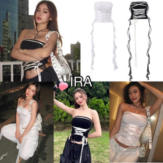 BY IRA Fiona Tube Top (Vietnam Fashion) เสื้อเกาะอก แต่งริบบิ้น แบบเข้ารูป แฟชั่นสําหรับผู้หญิง