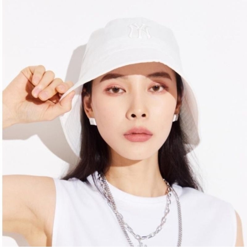 แท้💯% พร้อมส่ง หมวก บักเก็ต MLB BASIC W Bucket Hat New York Yankees / หมวก NY สีขาว