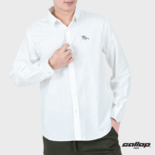 GALLOP : OXFORD CASUAL SHIRT เสื้อเชิ๊ตแขนยาว ผ้า OXFORD รุ่น GW9032 สี Super White - ขาว / ราคาปกติ 2,190.-