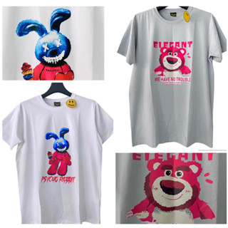 เสื้อยืดคอกลมสีเทา ลายปัก