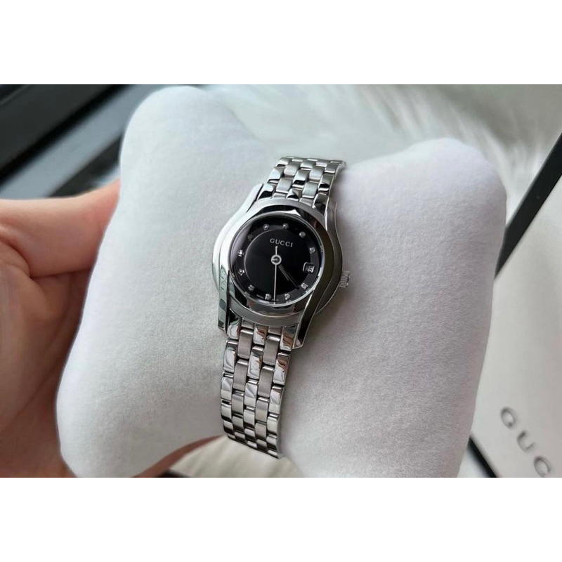 Gucci 5500L Diamond Black Dial Lady Size(รุ่นใหม่และนิยม เข็ม G หลักเพชรแท้)