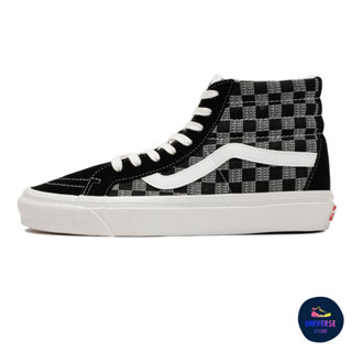 [ของแท้ ส่งฟรี จากไทย] VANS SK8-HI 38 DX - CHECKER CHECK BLACK