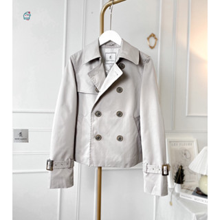 🔱❤️Trench coat  สีเทาทรงครอป แบรนด์ดัง Japan  ใหม่แบบมือ1