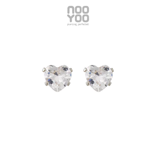 NooYoo ต่างหูสำหรับผิวแพ้ง่าย Cubic Zirconia 5x5 mm Heart
