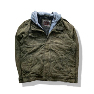 LEVIS Olive Green Hooded Trucker Jacket รอบอก 54”