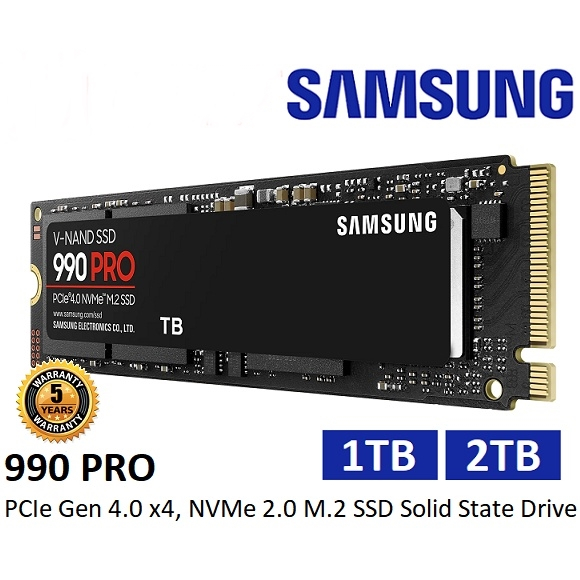 1TB / 2TB SSD (เอสเอสดี) SAMSUNG 990 PRO - PCIe 4x4/NVMe M.2 2280 ประกัน 5 ปี