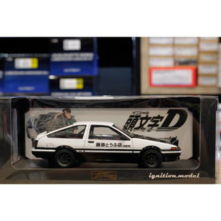 รถโมเดล จาก Ignition Model 1/18 INITIAL D Toyota Sprinter Trueno 3Dr GT Apex (AE86) White/Black with LED light