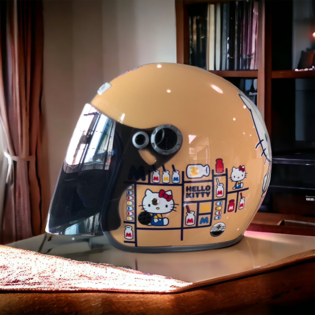 หมวกกันน็อคลิขสิทธิ์แท้แบบเต็มใบไม่ปิดคาง สำหรับผู้ใหญ่ HELLO KITTY รุ่น RUN 03