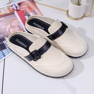 SHO-D609 คัทชู รองเท้าพื้นนิ่ม สีพาสเทล มินิมอล เปิดส้นท้าย ajaygna1991