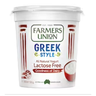 Farmers Union Greek Yogurt Lactose Free 500g.ฟาร์เมอรส์ยูเนียนโยเกิร์ตแบบกรีกสูตรแลคโตสฟรี 500กรัม อาหาร เนย นม ไข่