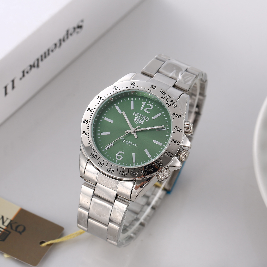 ของแท้ SENKQ นาฬิกาใหม่สายสแตนเลสกันน้ํานาฬิกาผู้ชายรับประกัน 1 ปีรุ่น LH-23