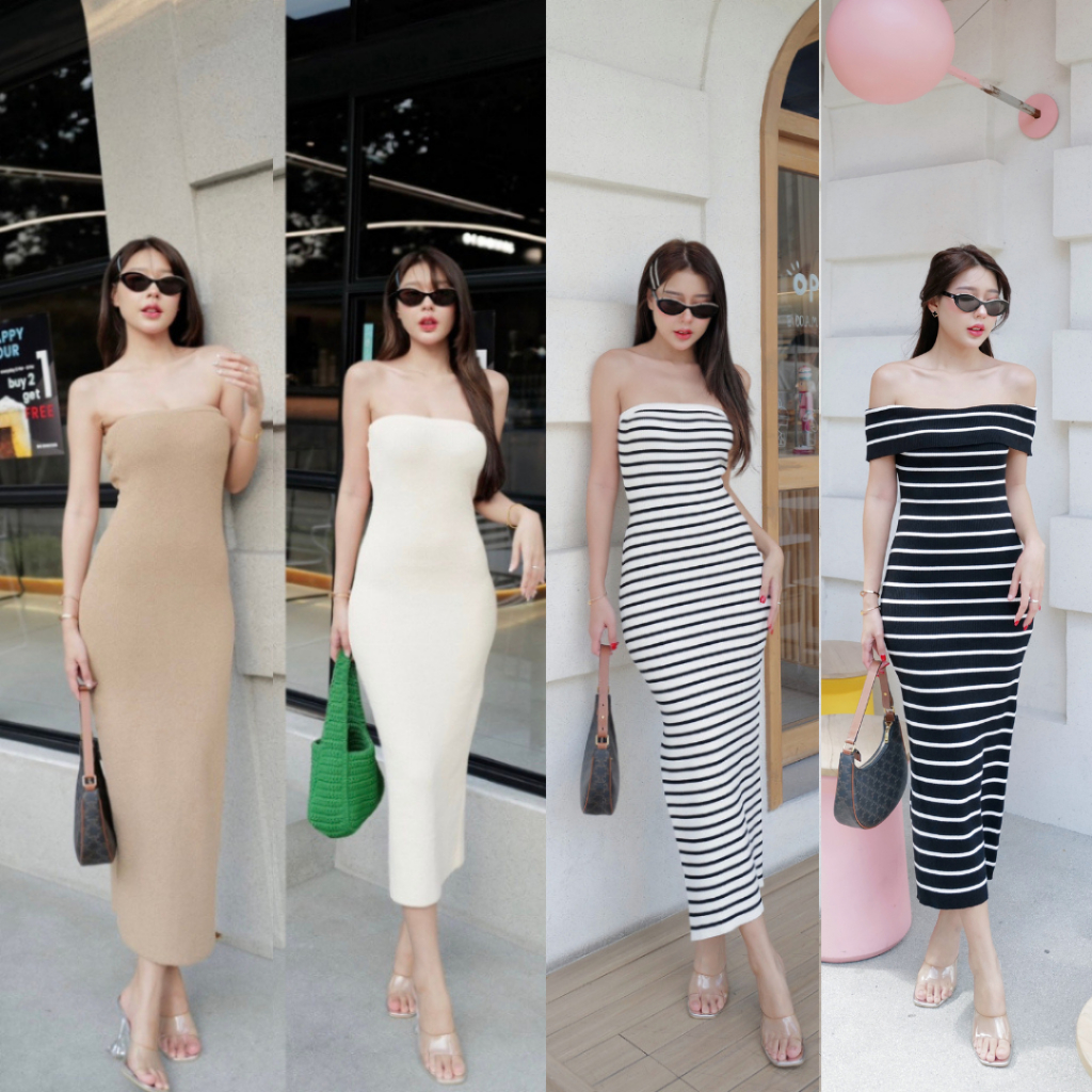 INTUON  Karpreaw dress /Linedress / Rachel dress /#IN00016 เดรสเกาะอก สาวๆต้องมีเก็บเลย ตัวนี้เนื้อผ