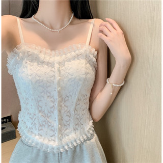 🌷NUGKANOOM🌷เสื้อสายเดี่ยวลูกไม้ (พร้อมส่ง💯)