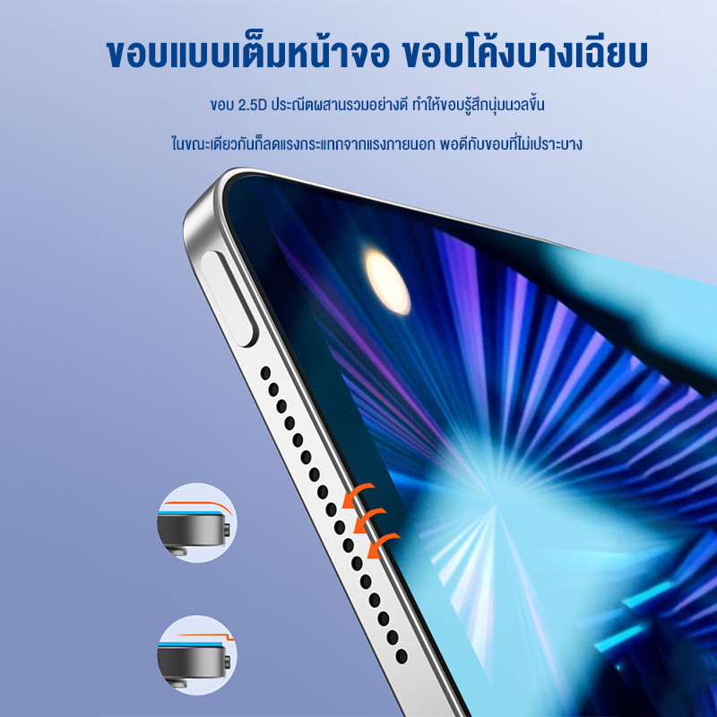 ฟิล์มกระจกเต็มจอ แปะง่าย การจัดตำแหน่งอัตโนมัติ สำหรับ ipad air4 / 5 10.9 gen7 / 8 / 9 10.2 gen5 / 6 กันรอย ฟิล์มใส