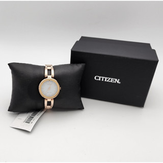 นาฬิกา CITIZEN WOMENS EM0633-53A ECO DRIVE WHITE DIAL ROSE GOLD TONE STAINLESS STEEL WATCH 28 MM พร้อมกล่อง (ใหม่มีตำหน