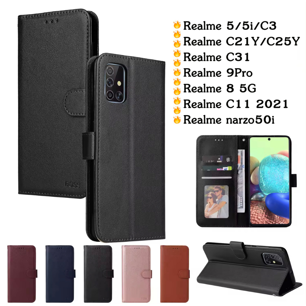 เคสฝาพับ แบบแม่เหล็กเปิดปิด มีล็อค สำหรับ OPPO Reno 10 Pro Plus A53 A71 A31 A37 A59 F1S A93 Reno5 พร้อมช่องใส่บัตร
