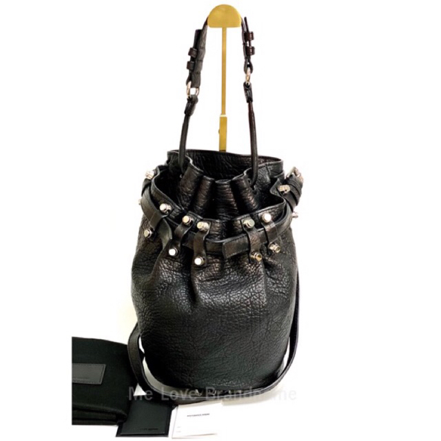 ALEXANDER WANG Black Textured Leather Diego Bucket Bag (รับประกันสินค้าแท้)