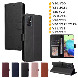 เคสฝาพับ แบบแม่เหล็กเปิดปิด สำหรับ VIVO Y11 Y12 Y17 Y30 Y50 Y21 Y20 Y12S Y12A Y3S Y72 Y91C Y1S Y95 Y93 พร้อมช่องใส่บัตร