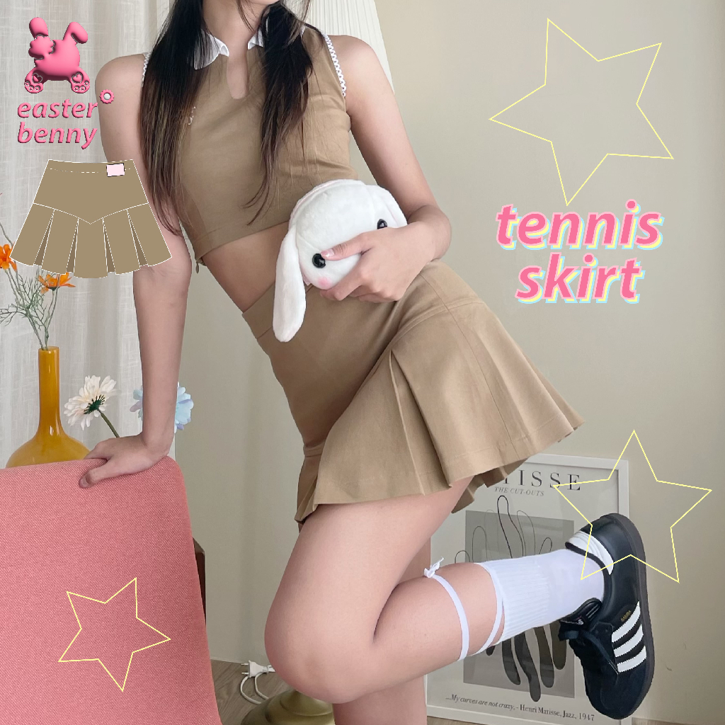 benny is hopping on tennis skirt (𝗉𝖾𝖺𝗇𝗎𝗍-𝗋𝖺𝖻𝖻𝗂𝗍 𝖻𝗋𝗈𝗐𝗇♡)