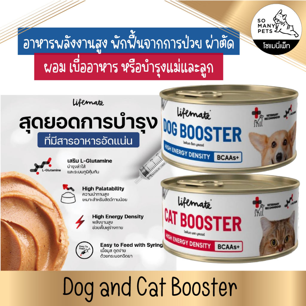 Lifemate Booster อาหารเปียก เพิ่มพลังงานสูง สัตว์ป่วย พักฟื้น หลังผ่าตัด บำรุงแม่และลูก สำหรับสุนัขและแมว 150g