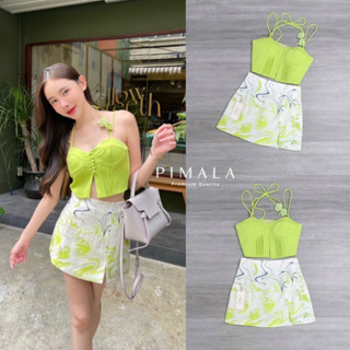 Lalisa999ราคาถูกที่สุด!! Pimala เซ็ทเสื้อสายเดี่ยวทรงน่ารัก