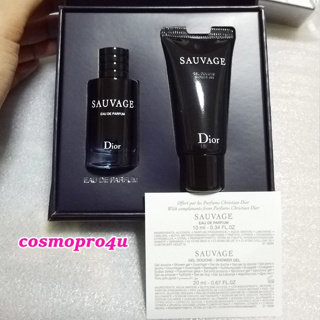 (set) ชุดน้ำหอมและเจลอาบน้ำ มินิ SAUVAGE EDP น้ำหอม 10ml หัวแต้ม และ Shower Gel 20ml กล่องเซ็ตสีดำ 4/22