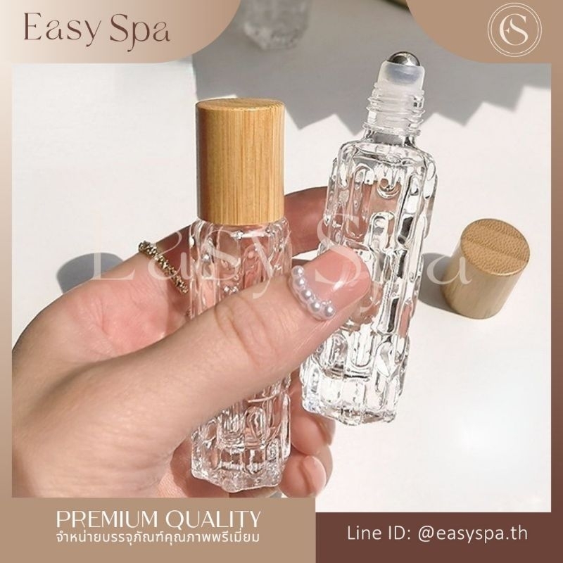 โค้ดลดเพิ่มสุดคุ้ม ขวดแก้ว ลายคริสตัล เหลี่ยมหนา 10ml หัวสเปรย์ และ ลูกกลิ้งสแตนแลส ฝาไม้ และ ฝาอลูมีเนียม มีสี โรสโกลด์