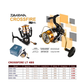 รอก DAIWA CROSSFIRE LT 4BS 3+1BB น้ำหนักเบา สีดำทอง