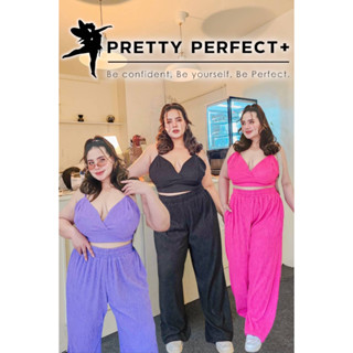 🎈Plussize ชุดเซ็ตคนอ้วน🎈 Pretty  Sexy Set ชุดเซ็ต เสื้อสายเดี่ยวสม๊อคหลัง+กางเกงขากระบอกใหญ่ดึงรอบตัวมีเชือกผูกด้านใน