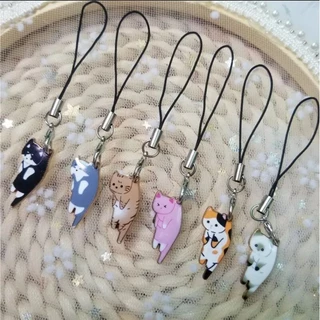สายคล้องสมาร์ทโฟนแมวน่ารักสำหรับ IPhone/Samsung/XiaoMi สายคล้องเคสพวงกุญแจตกแต่งสายคล้องโทรศัพท์มือถือโทรศัพท์
