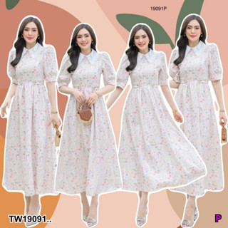 👗Pfashion [ส่งไวมาก🚛] P19091 Maxi เดรสยาวพิมลาย ..