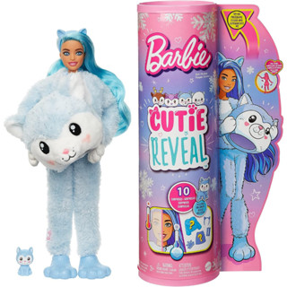 Barbie Cutie Reveal Doll, Husky  Plush Costume, 10 Surprises Including Mini Pet &amp; Color Change