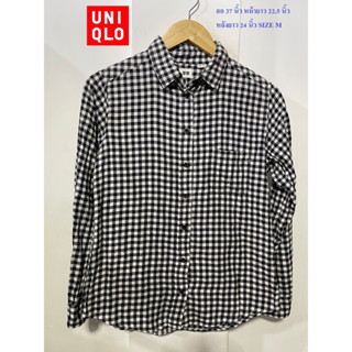 เสื้อเชิ้ตแขนยาวยูนิโคล่#UNIQLO อก 37 นิ้ว หน้ายาว 22.5 นิ้ว หลังยาว 24 นิ้ว SIZE M สภาพดี ไม่มีตำหนิ