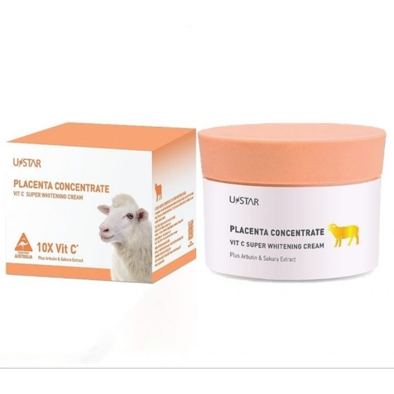 USTAR Placenta Concentrate Vit C Super Whitening Cream 100 g. ครีมบำรุง ครีมรกแกะ