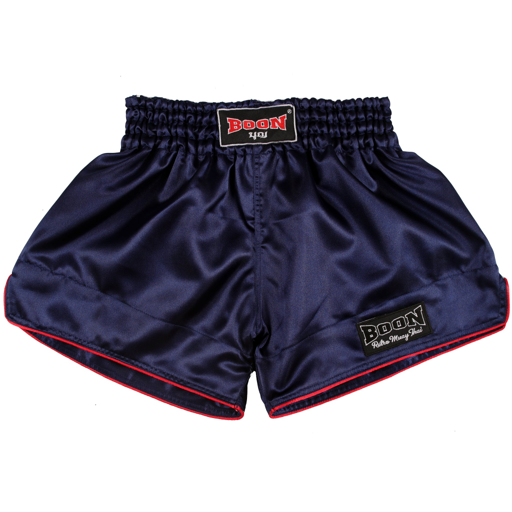 RSN Retro Muay Thai Shorts NAVY กางเกงเรทโทรมวยไทยสีกรมเส้นแดง