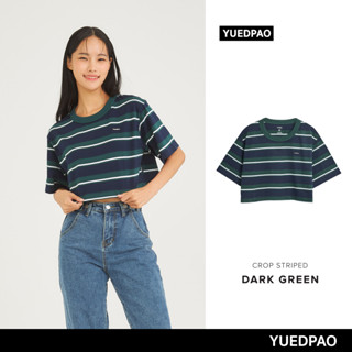 Yuedpao  ไม่ย้วย ไม่หด ไม่ต้องรีด ใส่สบาย เสื้อยืดครอปผู้หญิง  สี Dark Green