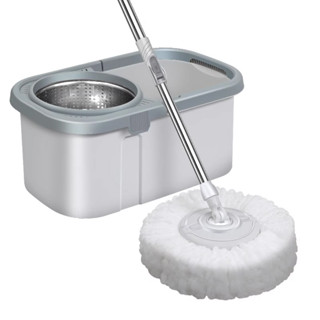 HUKKY  H544 ไม้ม๊อบถูพื้น SMT-2019 ถังปั่นสแตนเลส SPIN MOP พร้อมผ้าม๊อบ2ผืน