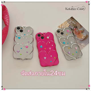 🎐จัดส่งภายใน24ชม🎐เคส for iPhone 11 14 Pro Max Case for iPhone 12 13 ป้องกันการตก การป้องกัน รูปหัวใจ พื้นผิวกระจก