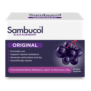 Sambucol Black Elderberry Original แซมบูคอล แบล็ค เอลเดอร์เบอร์รี่ ออริจินอล ชนิดแคปซูล [ขนาด 24 แคปซูล]