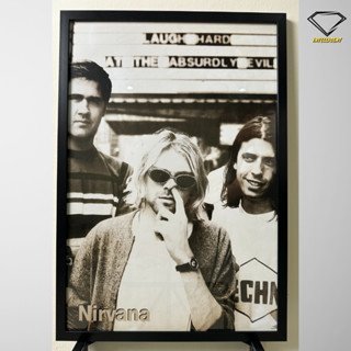 💎Intelligent | กรอบรูปพร้อมโปสเตอร์ Kurt Cobain | x 1 กรอบ ตกแต่งบ้าน กรอบโปสเตอร์ กรอบรูปพร้อมกระจก nirvana