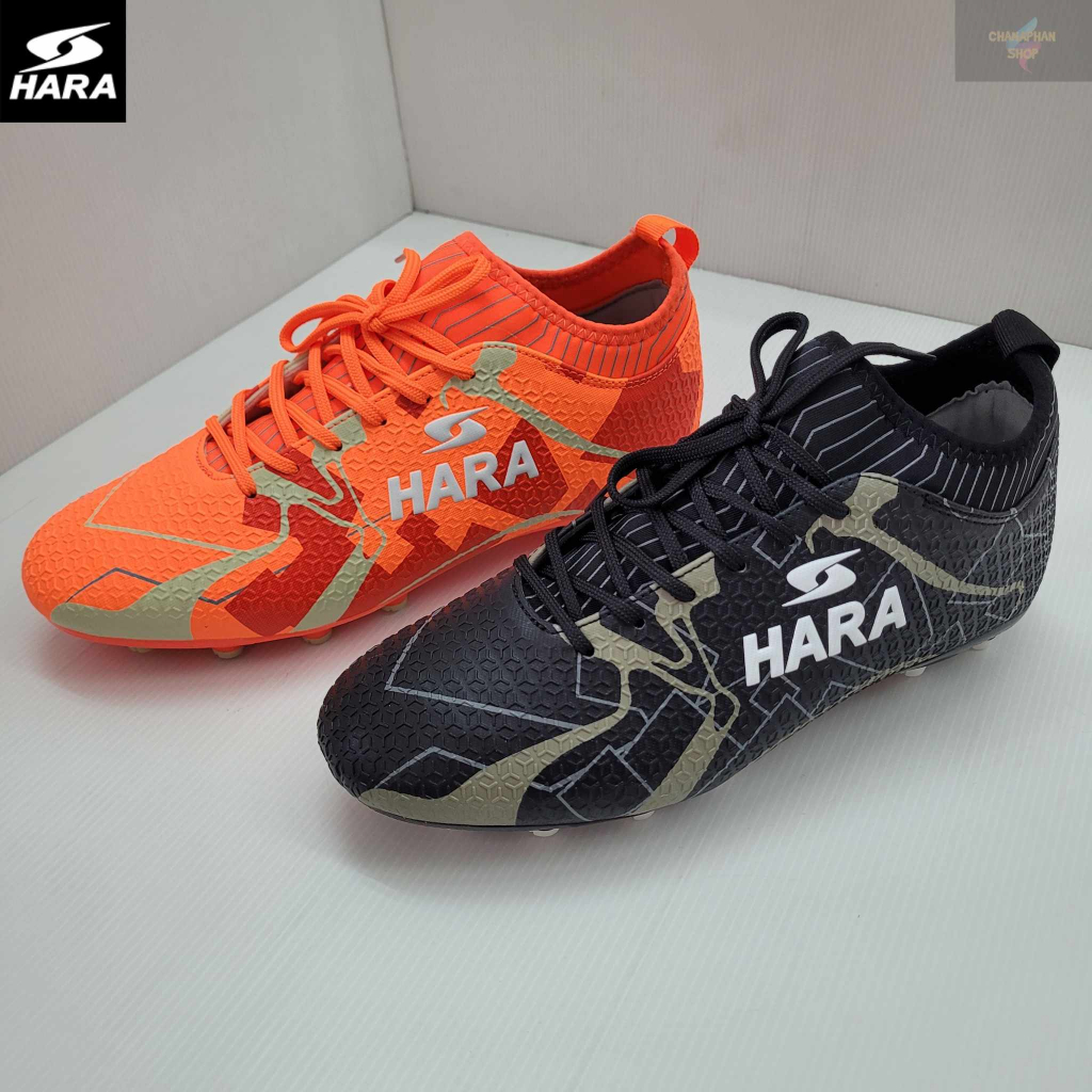 HARA Sport รุ่น Charger-X รองเท้าสตั๊ด รองเท้าฟุตบอล รุ่น F26 สีดำ/สีส้ม SIZE 39-46