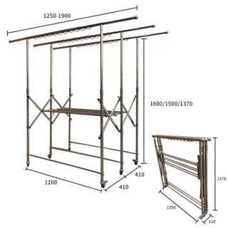 ราวตากผ้า,พับได้ มีล้อเลื่อนได้,แข็งแรง(ขนาดใหญ่)สแตนเลส